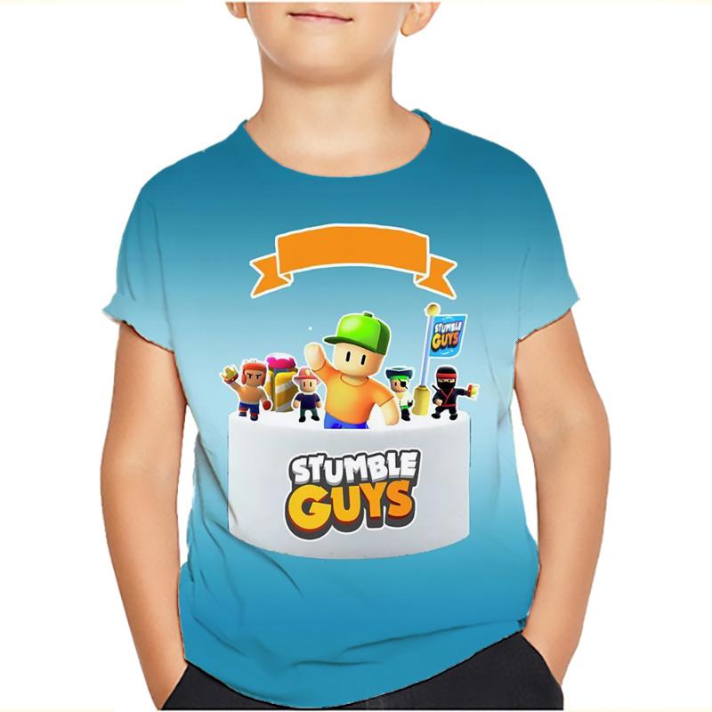 Çocuklar Stumble Erkekler Tişörtleri Stumble Oyunu Karikatür 3D Baskı Kısa Kollu Erkek/Kız O-Yaka Moda Tişört Erkek Çocuk Tişörtleri Üstler Giyim