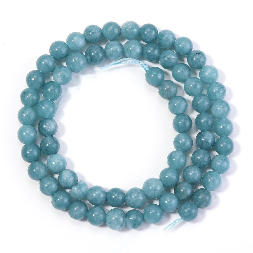 4 6 8 10 12mm Natural Aquamarine Stone Beads Dark Blue Round Gemstone Loose Spacer Bead For DIY Jewelry Making Bracelet Necklace