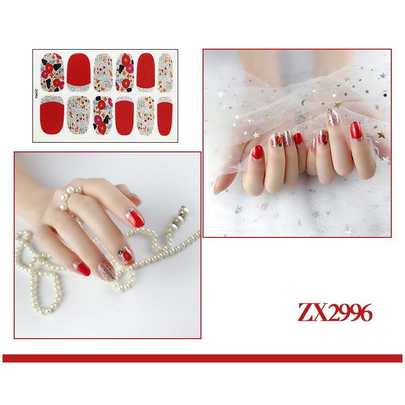 12-finger White No-Bake Nail Decal Fully Coated with Waterproof Long-lasting Nail Patch Simple Wind Nail Polish Adhesive