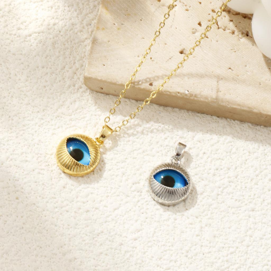 2 PCs Gold Plated Blue Round Eye Brass Charm Pendant For Women DIY Making Necklace Earring Jewelry Findings 20mm X 13mm