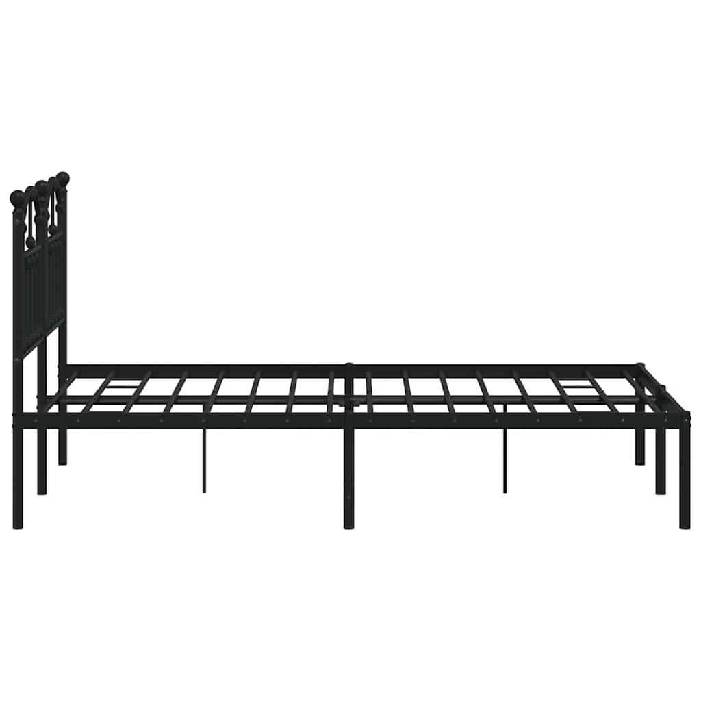 Metal Bed Frame with Headboard Black 120x200 cm