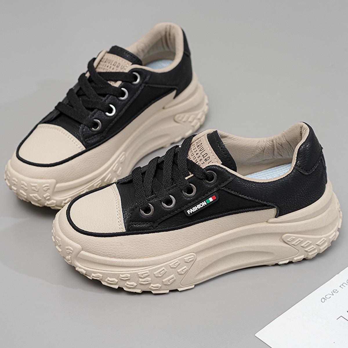 

Daddy Shoes: 2024 Spring Women s Thick-Soled Height-Increasing Korean Style Casual Sneakers – Breathable & All-Match 39 чорний