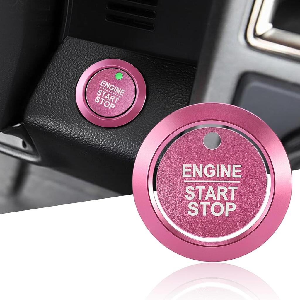 TOMALL Aluminum Engine Start Stop Push Button Cover Trim Compatible with Ford F-150 2016- Car Engine Ignition Start Button Cap Surrounding Trim Ring