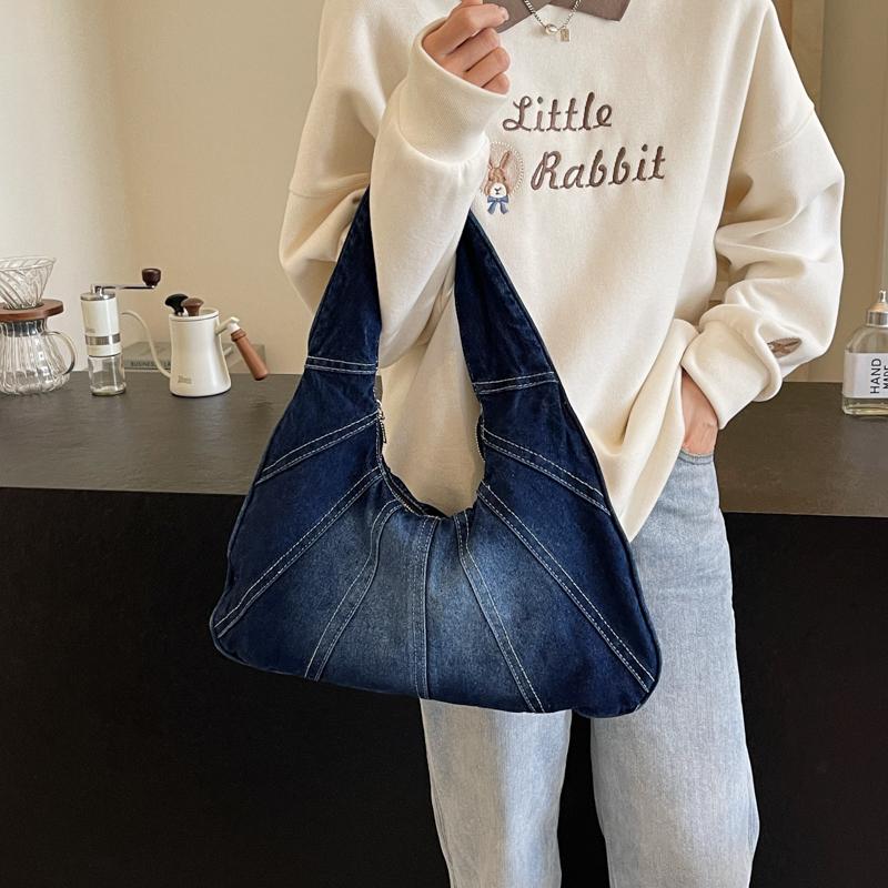 Denim Half-moon Shoulder Bags for Women Women's Bags and Purses Female Bags Large Bag