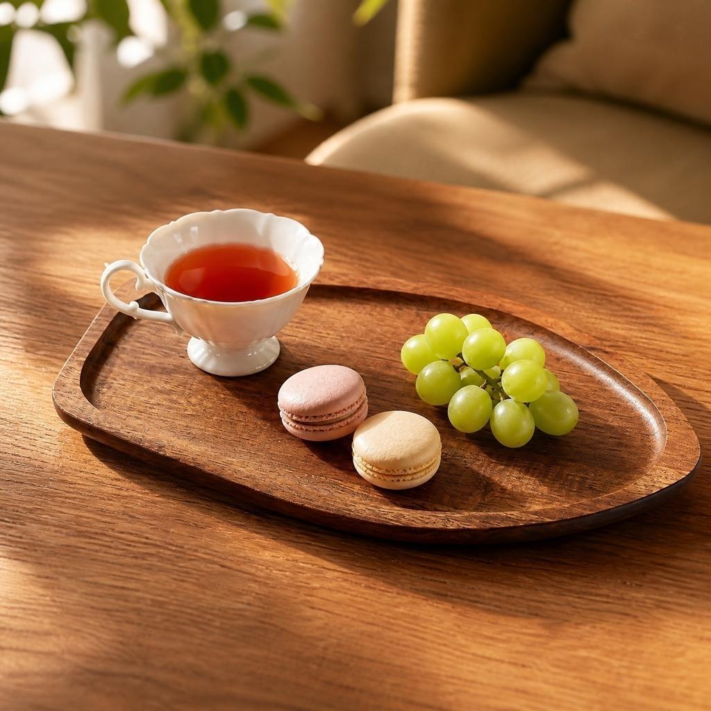 Rectangular Wooden Serving Tray for Home Fruit Tea Display Minimalist Style Multipurpose Tabletop Organizer for Kitchen Dining Room Snack Storage