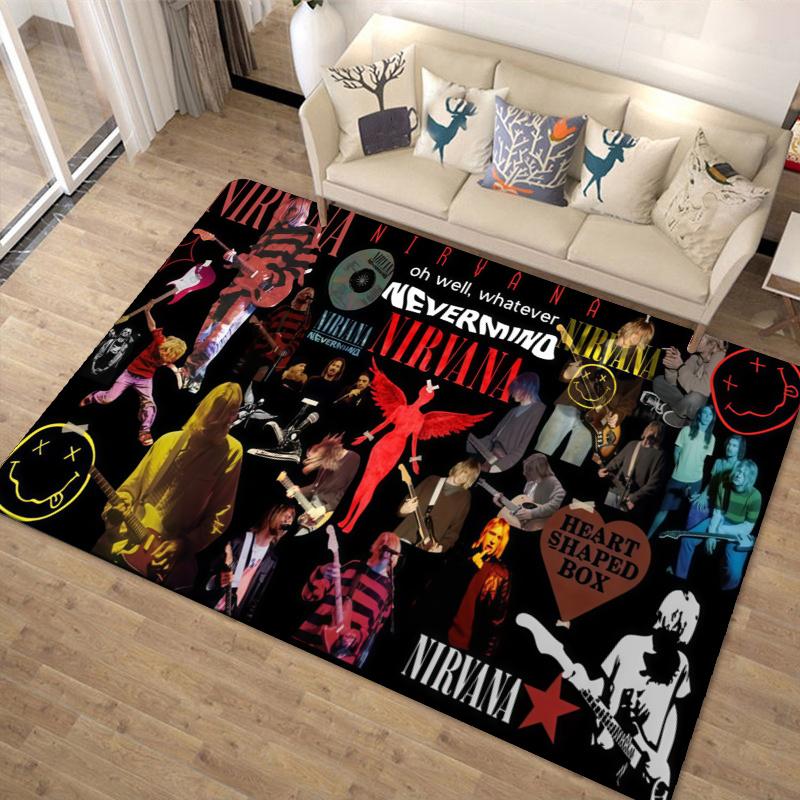 Nirvana Band Carpet Rug for Living Room Bedroom Home Sofa Decoration,Kids play Non-slip Floor Mat