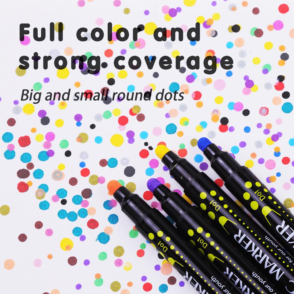 24 Colors Dual Tip Dot Acrylic Paint Pens Markers for Wood Canvas Rock Painting Glass Ceramic DIY Crafts Making Art Supplies