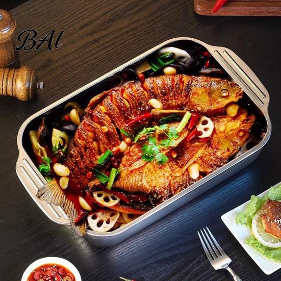 Non-deformable Baking Sheet Stainless Steel Pan, with Handles, Heavy-Duty Rectangular Tray, Commercial Grade Pan High Temperature Resistant