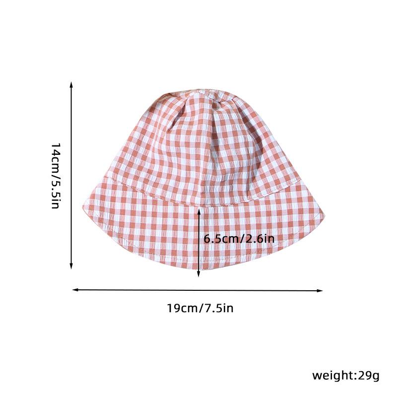 Double Sided Plaid Baby Bucket Hat Summer Cotton Infant Sun Visor Cap Korean Solid Color Reversible Kids Fisherman Caps Bonnet
