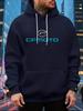 CFMOTO Letter Pattern Print Premium Hooded Sweatshirt Pullover, Round Neck Long Sleeve with Drawstring, Fabric 250G, Fashion Sport