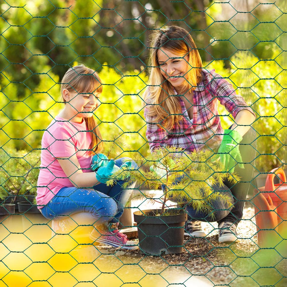 Chicken Wire 39.37x1200in Hexagonal Mesh Poultry Wire Netting PVC-Coated Chicken Coop Rabbit Wire Anti-Rust Metal Garden Netting