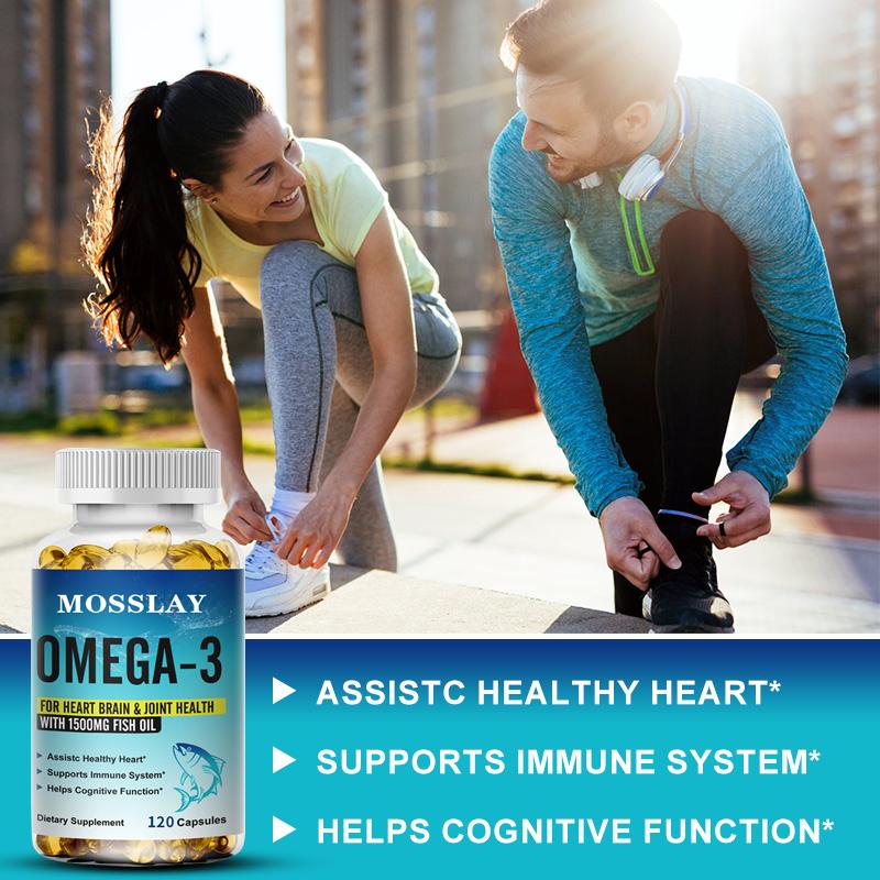 High-concentration Deep-sea Fish Oil Omega-3 Capsules, 1500 Mg Fish Oil Per Serving, Rich In EPA and DHA, Suitable for Adult Use.