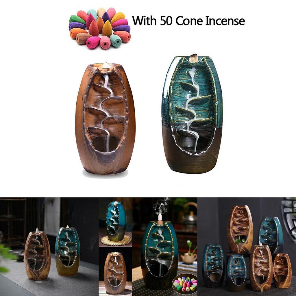 Exquisite Ceramic Backflow Waterfall Smoke Incense Burner For Serene Meditation Spaces