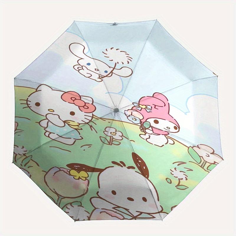 1pc Hello Kitty,My Melody Automatic Umbrella-Foldable, Durable 8-Bone Design, Compact and Stylish, Great for Camping, Halloween, Christmas,