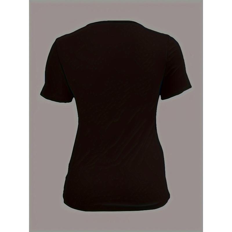 European Size Womens Plus Size Letter Print T Shirt Casual Crew Neck Short Sleeve Top