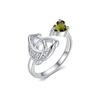Celtic Knot Birthstone Heart Ring with Multi-Color Zirconia and Paved Diamonds - Retro Style Jewelry for Women