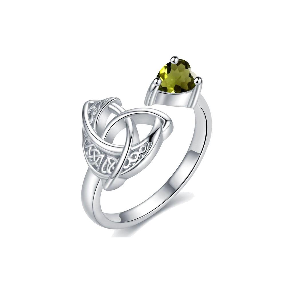 Celtic Knot Birthstone Heart Ring with Multi-Color Zirconia and Paved Diamonds - Retro Style Jewelry for Women