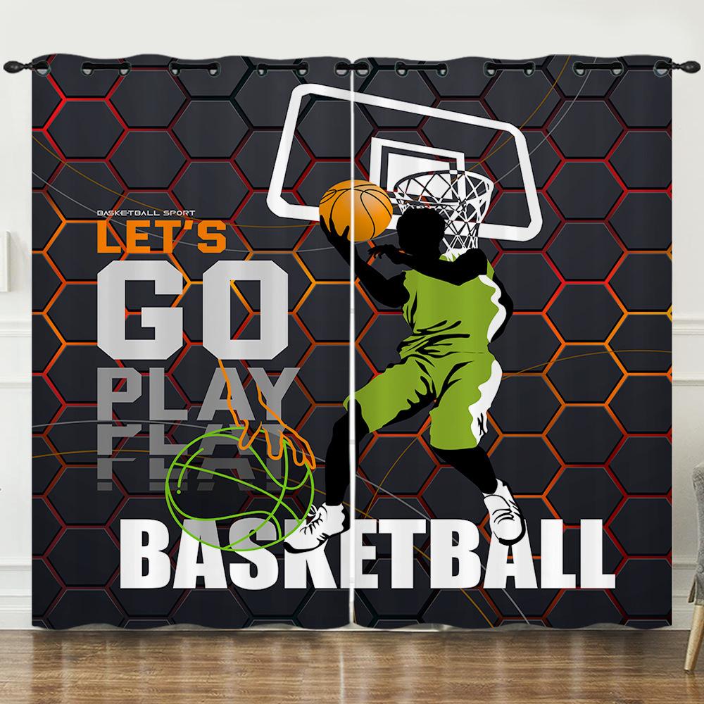 Curtains Bedroom Basketball Sports Digital Printing Blackout Curtains Perforated Curtains