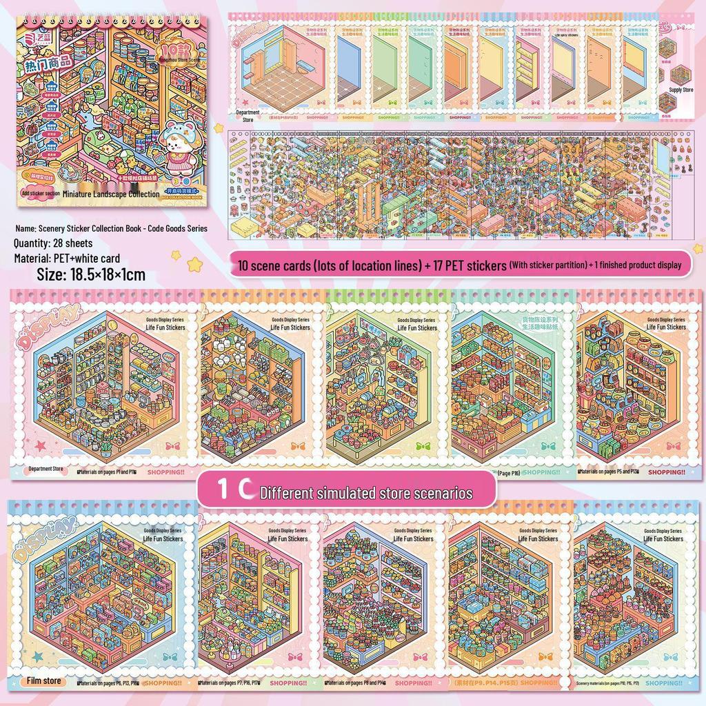 Miniature Diorama Sticker Set: 20 Styles of Transparent Cartoon Stickers for DIY Collage and Children's Crafts.