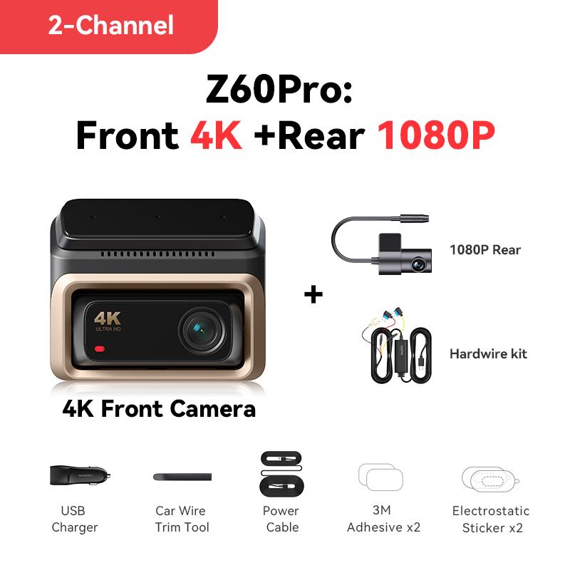 DDPAI 4K Autokamera Z60 Pro Podpora HDR Přední a Zadní Vnitřní Kamera do Auta SONY STARVIS2 678 Senzor 5GHz Wi-Fi GPS ADAS 4G Autokamera