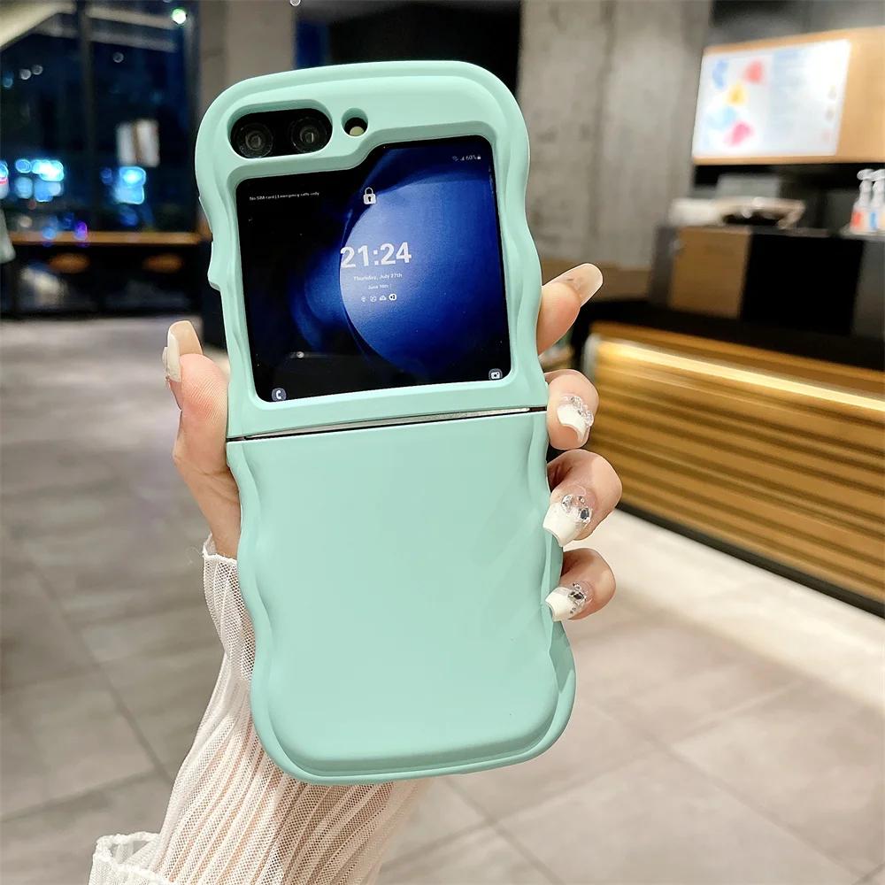 Fashion Matte Wave Edge Silicone Phone Case for Samsung Galaxy Z Flip 6 Z Flip5 Z Flip4 Z flip3 Shockproof Soft Cover