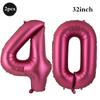 Giant 32 Inch Number Balloon Set Metallic Rose Red Foil Helium Balloon Kit DIY Happy Birthday Party Decor Kids Adult Anniversary