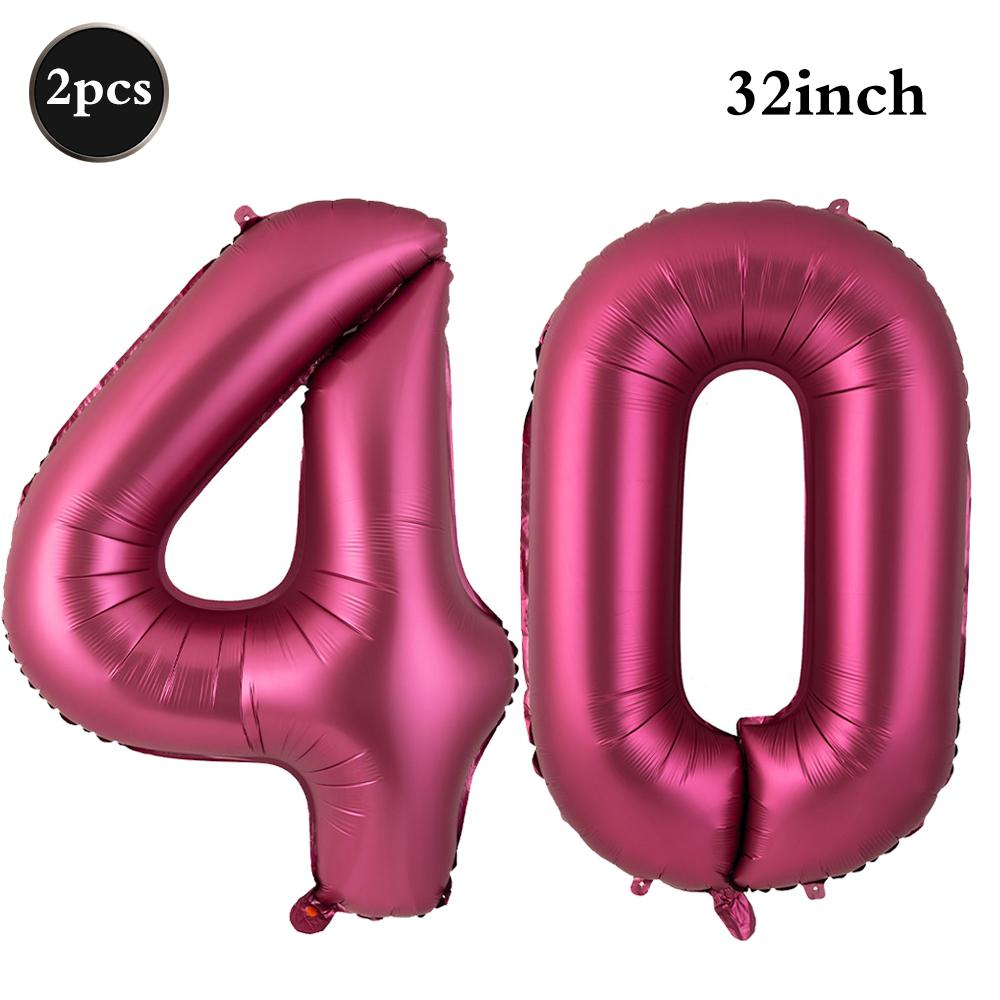 Giant 32 Inch Number Balloon Set Metallic Rose Red Foil Helium Balloon Kit DIY Happy Birthday Party Decor Kids Adult Anniversary