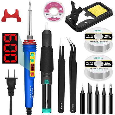 Newly Released! LCD Display Soldering Iron, 200-600℃ Temperature Adjustable, 100W, Memory Function, 16-in-1 Soldering Iron Set, ±5℃ Precision Temperat