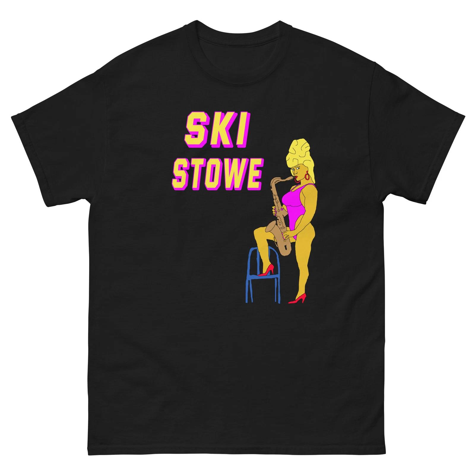 Stowe Ski Saxophone Lady Skier Skiing T-Shirt S