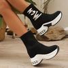 Fashion Women's Knitted Boots Thick-soled Slip-on Breathable Women Boots Are Fashionable Casual and Smooth