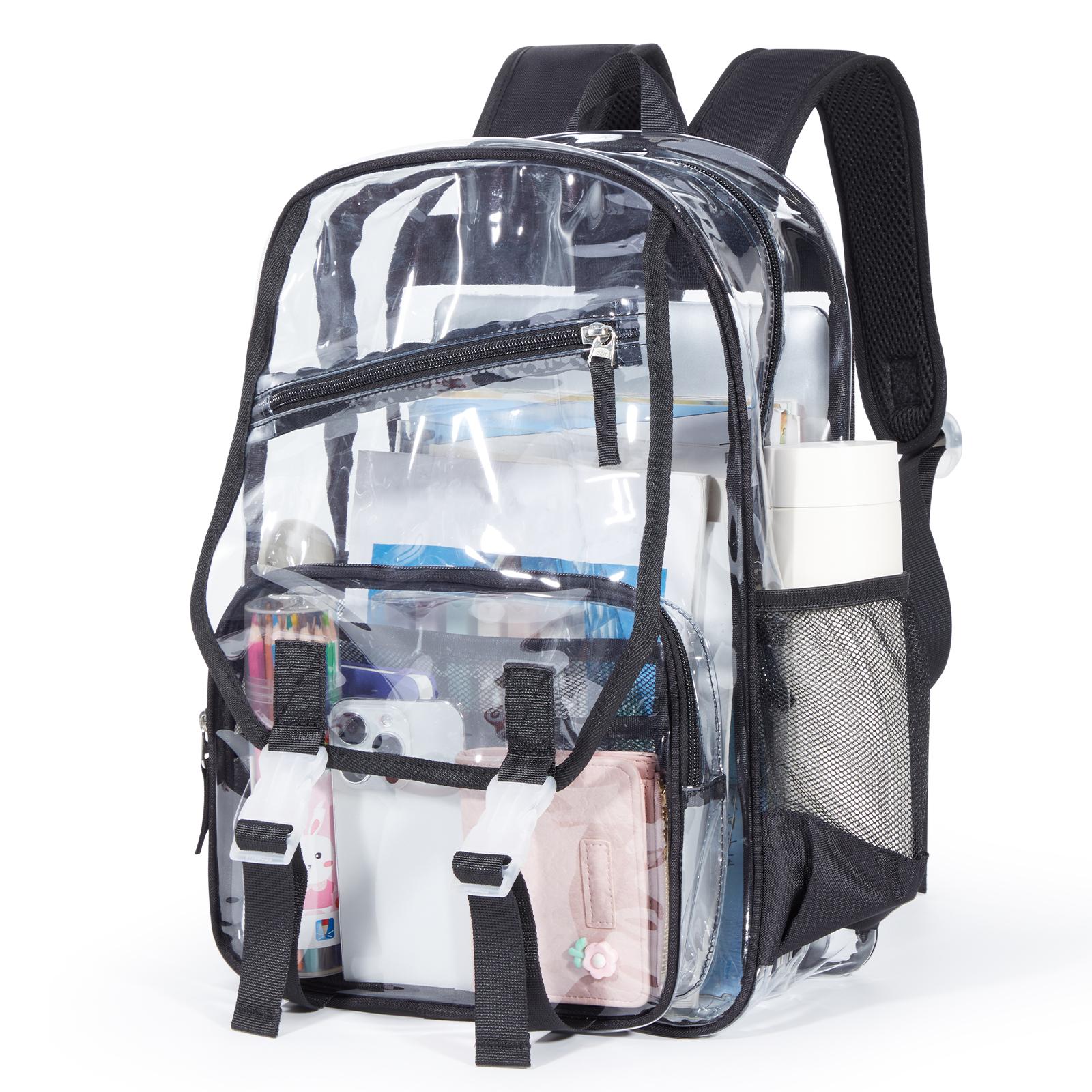 

Большой пластиковый прозрачный рюкзак, водонепроницаемый ПВХ школьный рюкзак для повседневной носки, для работы, школы, стадиона, спортзала, бассейна, пляжа чёрный