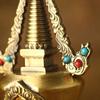 Bronze Tibetan Stupa Tantric Engraved Buddhist Statue Pearl Inlaid Gemstone Alloy Handicraft Altars Indoor Desktop Decorative