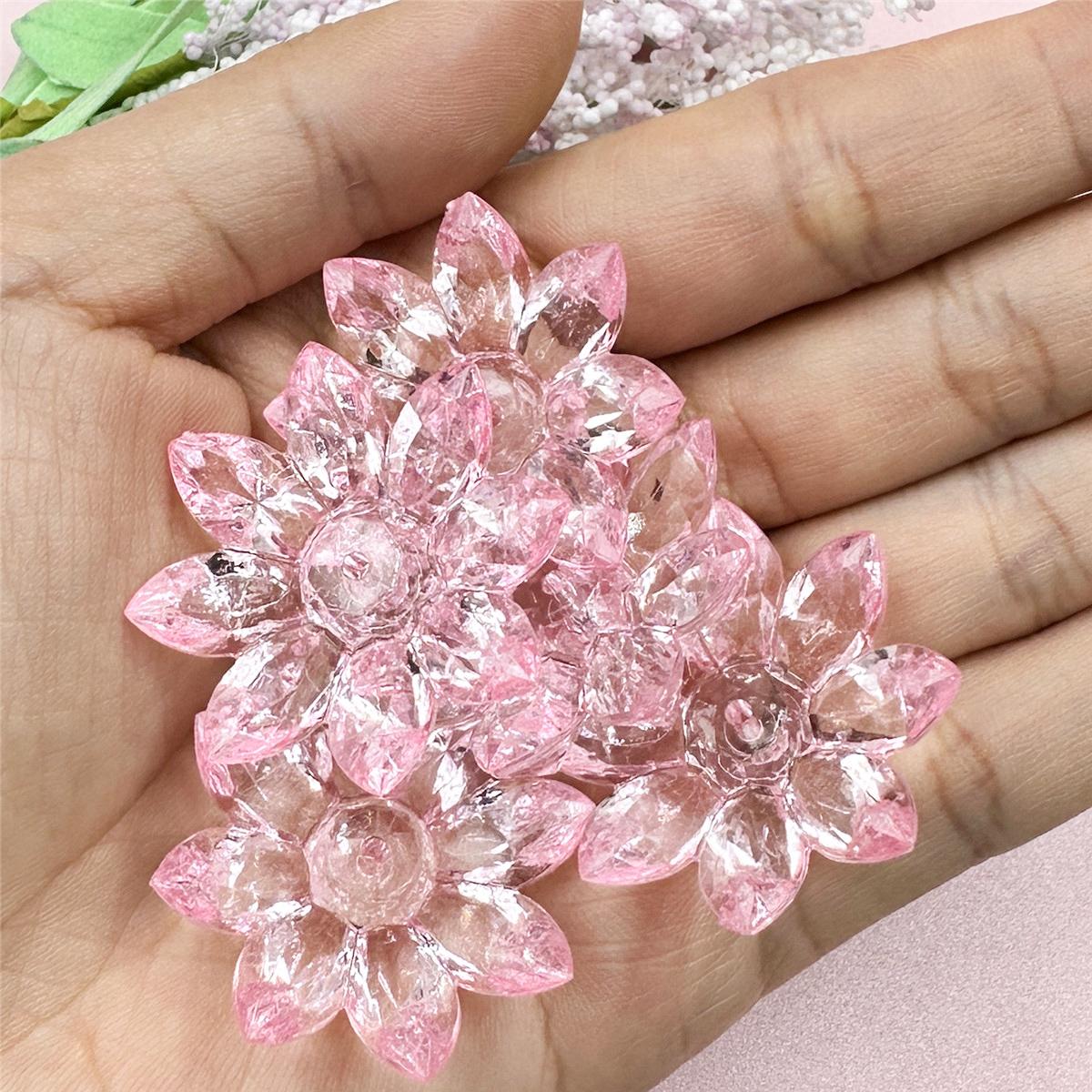 

Ювелирные изделия с цветком лотоса 31 мм, свободные бусины, аксессуары для ювелирных изделий своими руками, акриловый кристалл для изготовления браслетов, сережек, материалы из бисера, прозрачные 5 шт. розовый