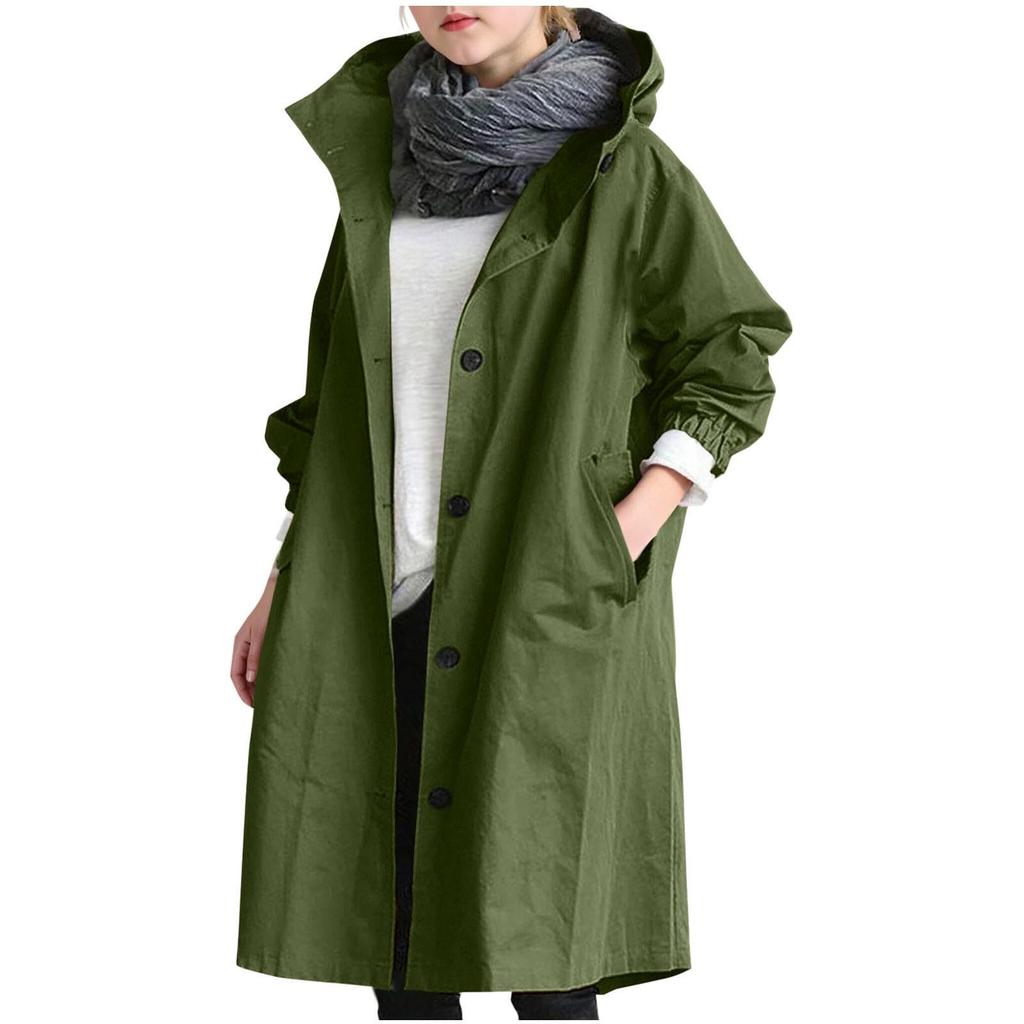 Children's Fashionable Oversized Trench Coat Casual Long-Sleeve Solid-Color Girls' Jacket
