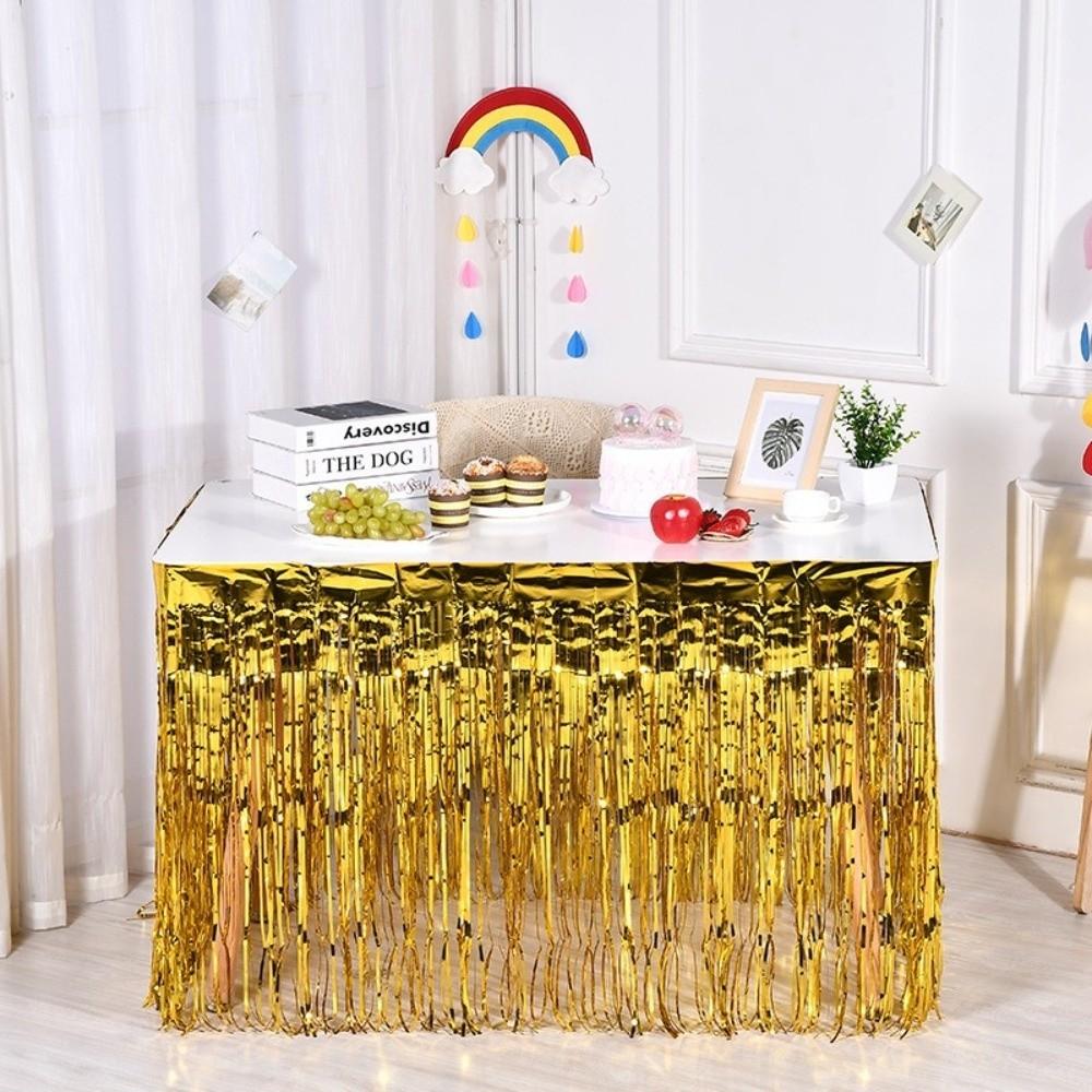 Colorful Table Skirt Tablecloths  For Party Birthday Gatherings Holiday Wedding Decorations