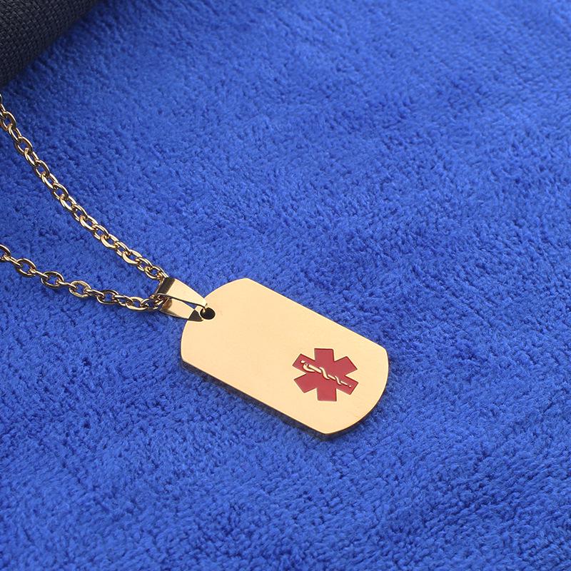 Męski naszyjnik z psią tagiem ze stali nierdzewnej z symbolem medycznym