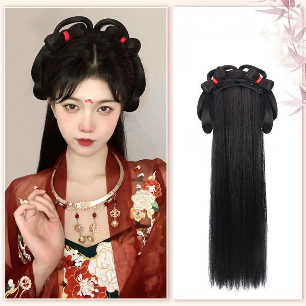 Vintage Headwear Hanfu Wig Headband Long Hanfu Cosplay HairPieces Chinese Ancient Wig Women