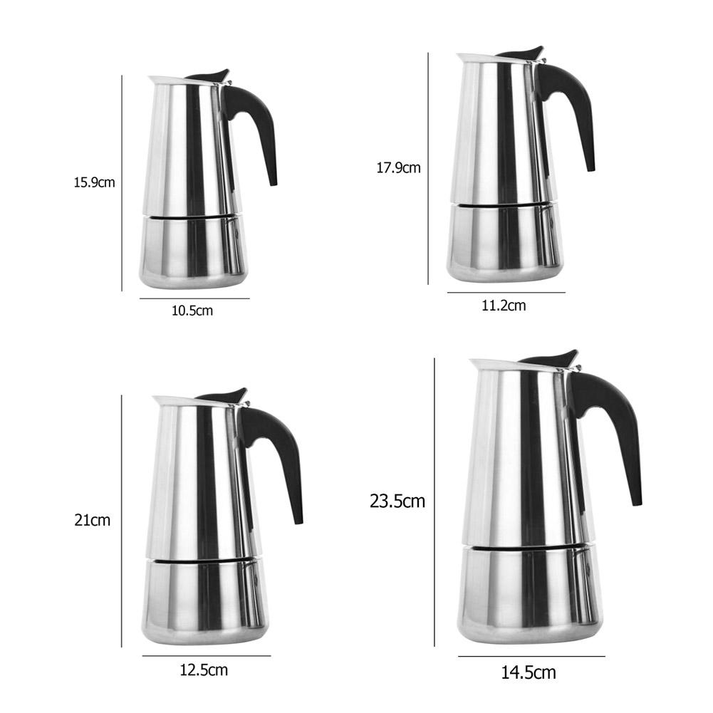 Stainless Steel Espresso Coffee Maker Rust-free Mocha Cafetiere Easy Cleaning Stovetop Latte Maker for Mocha Latte Cappuccino
