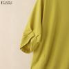 ZANZEA Women Casual Round Neck Solid Color 3/4 Sleeve Loose T-Shirts