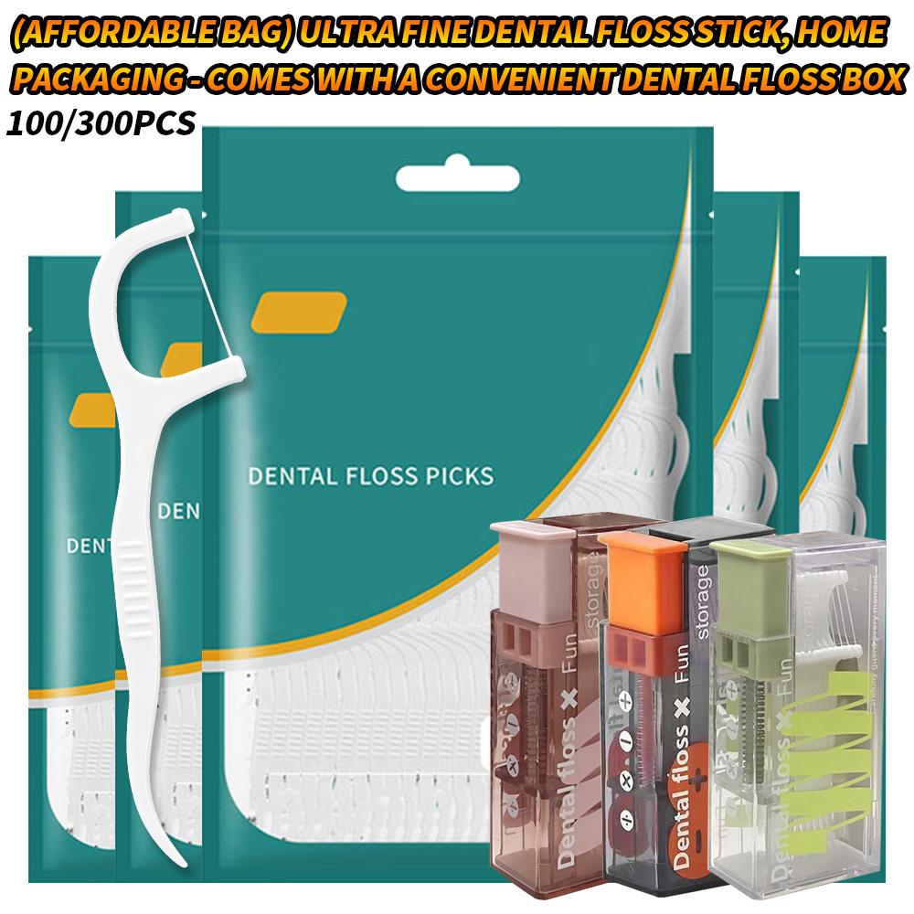 Family Pack Ultra Fine Dental Floss Picks 100/300PCS, Disposable Interdental Cleaners, Reusable Portable Travel Case Included