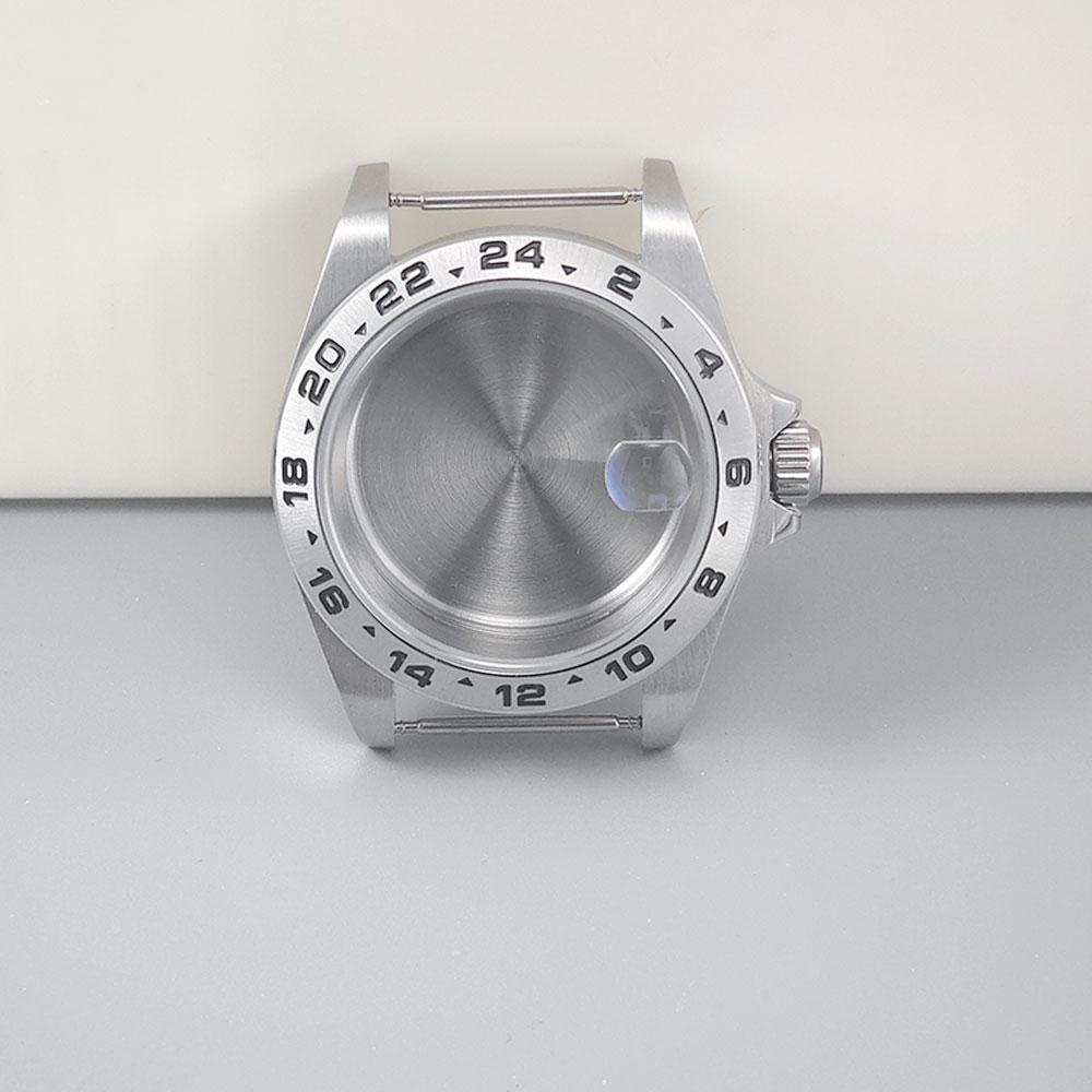 39MM Old EXP 24 Hour GMT Steel Bezel Watch Case for NH34 NH35 NH36 Movement Sapphire Glass Explorer Watches Case Accessories