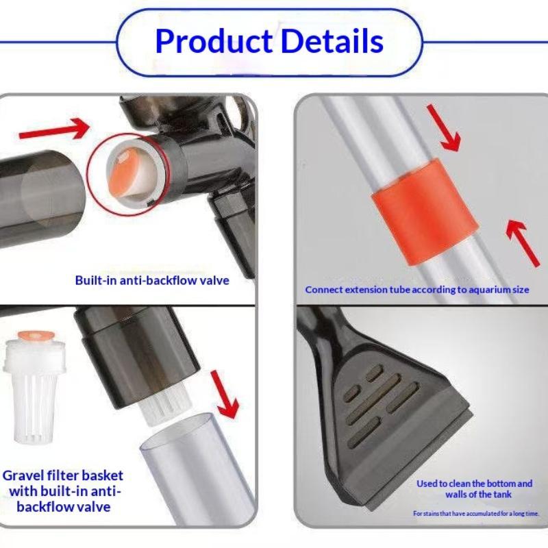 Multifunctional Aquarium Water Changer with Gravel Cleaner Fish Waste Suction for Small Desktop Large Floor Fish Tanks