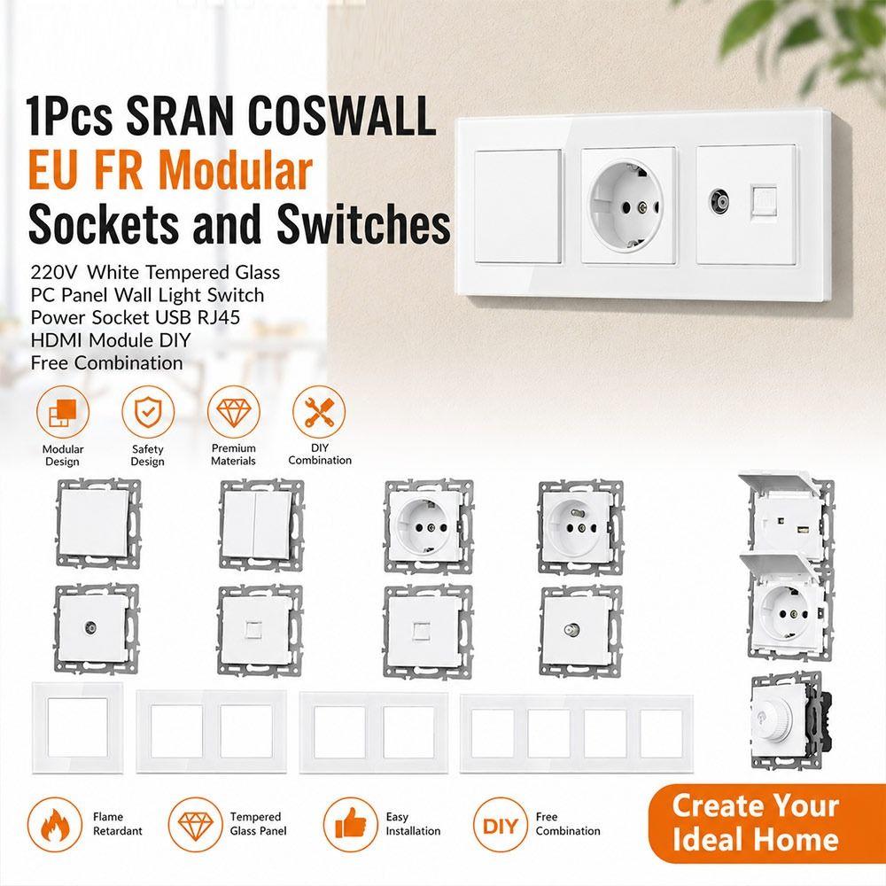 1Pcs 220V 16A 250V Modular Sockets And Switches  for Free Combination Electrical Outlet Module