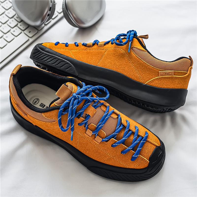 Outdoor Men'S Hiking Shoes British-Style Leather Low-Cut Sneakers Comfortable Couple Hiking Travel Multifunctional Casual Shoes
