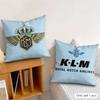 Netherlands Klm R-Royal Dutch Airline Cushion Cover Silky Short Plush Invisible Zipper Dustproof Sofa Pillow Case For Home Decor