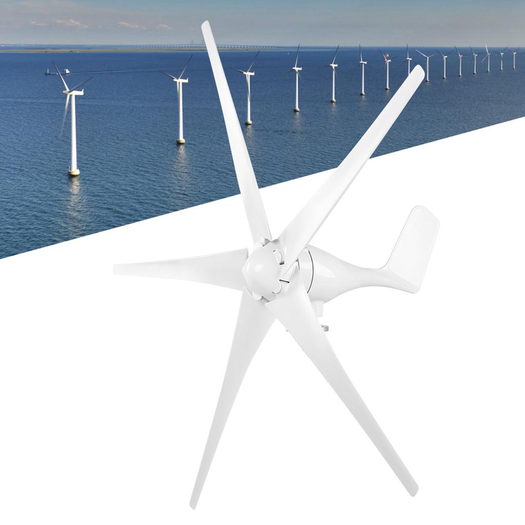 800W Small Wind Generator 5 Blades Power Parts Turbines Kit  for Marine Home ChargingWhite 12V