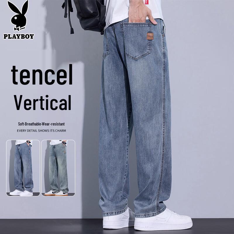PLAYBOY Men s Summer Tencel Blend Straight Jeans L