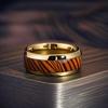 Fashion 8mm Gold Color Men Stainless Steel Ring with Tiger'S Eye Wood Inlay Rings for Men Women Wedding Jewelry Drop Shipping