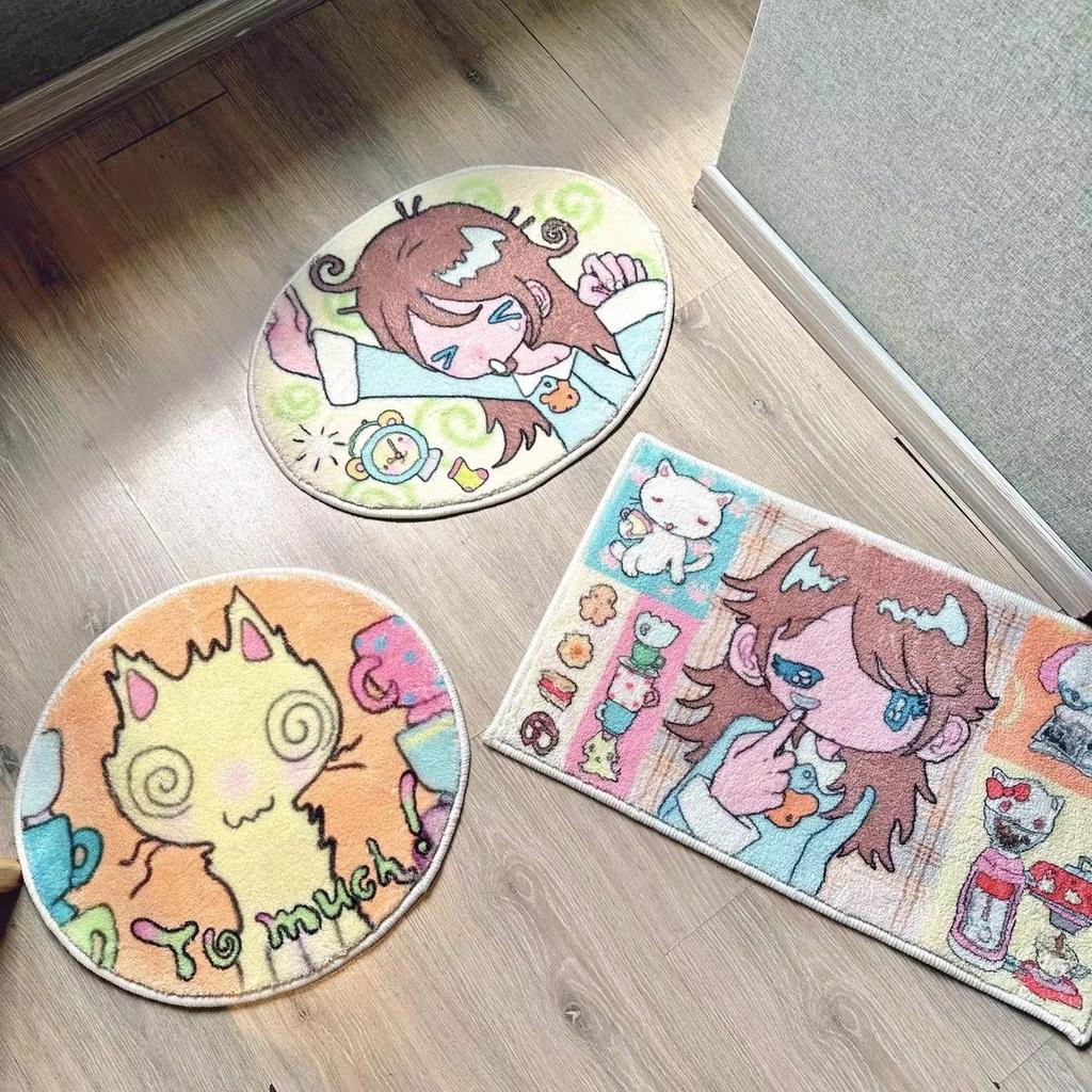 Cat Girl Imitation Cashmere Carpet Soft Children's Room Floor Mat Living Room Bedroom Bed Blanket Home Decor