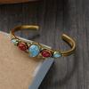 Vintage Turquoises Feather Bracelet for Men Women Bohemian Ethnic Natural Stone Open Adjustable Cuff Bangles Party Jewelry Gifts